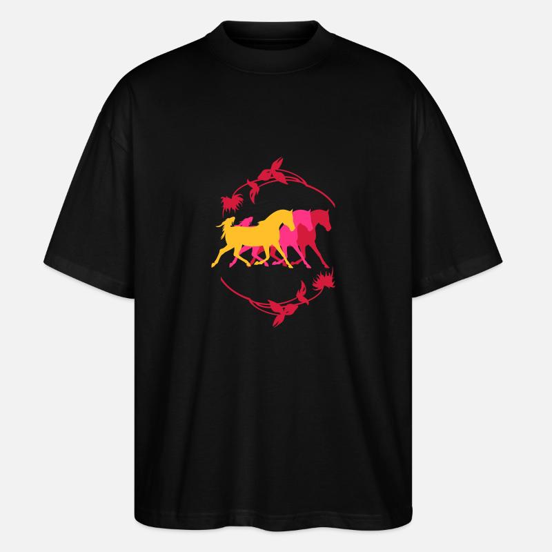 trab_drei_pferde - Stanley/Stella Oversized Unisex Bio T-Shirt Blaster 2.0 - Schwarz