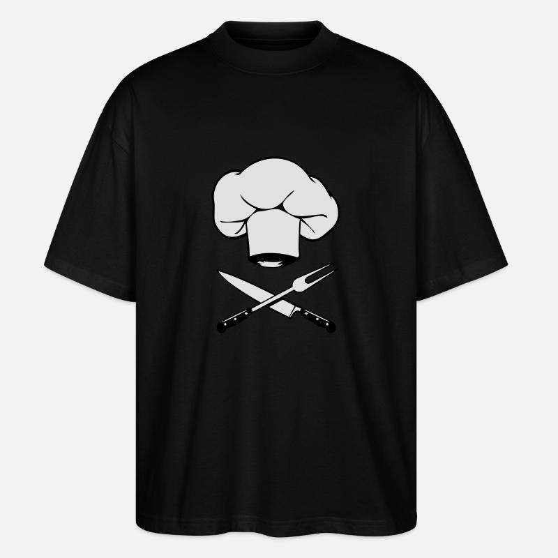 kochen kochmütze messer gabel design - Stanley/Stella Oversized Unisex Bio T-Shirt Blaster 2.0 - Schwarz
