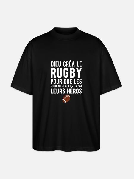 Dieu créa le rugby humour - T-shirt bio Blaster 2.0 coupe oversize Stanley/Stella Unisexe - noir