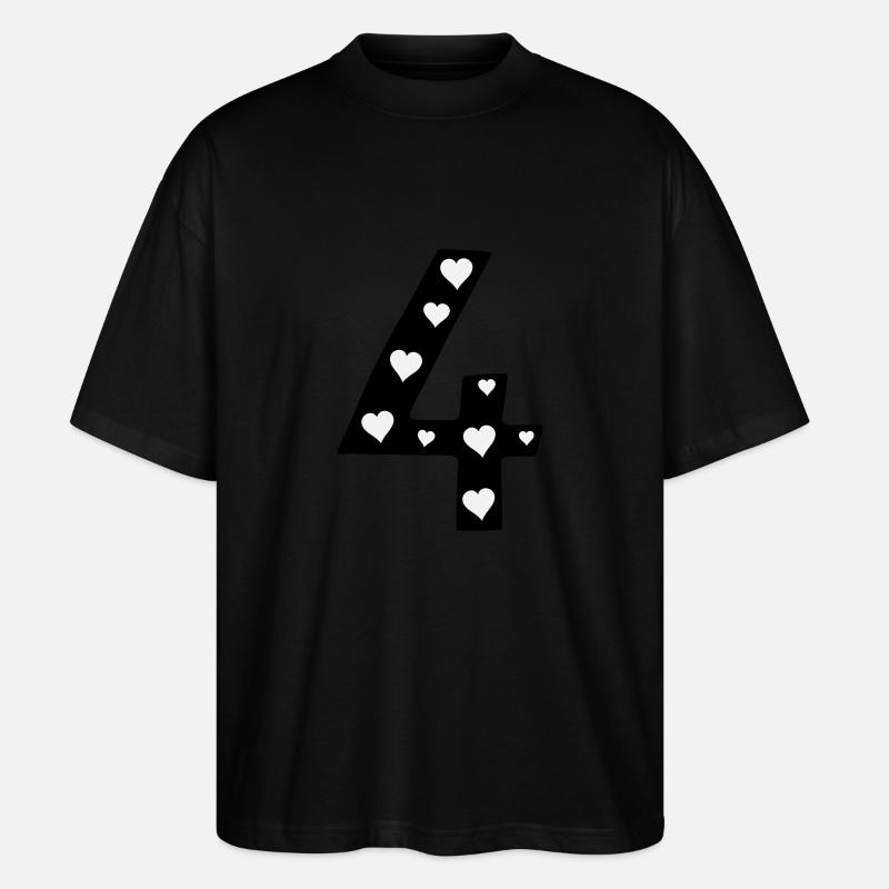 4 Birthday with heart - Stanley/Stella Oversized Unisex Organic T-shirt Blaster 2.0 - black