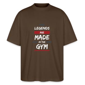 Legends - Stanley/Stella Oversized Unisex Bio T-Shirt Blaster 2.0 - Dunkelbraun - Vorne - Alina (178cm) & Michal (187cm)