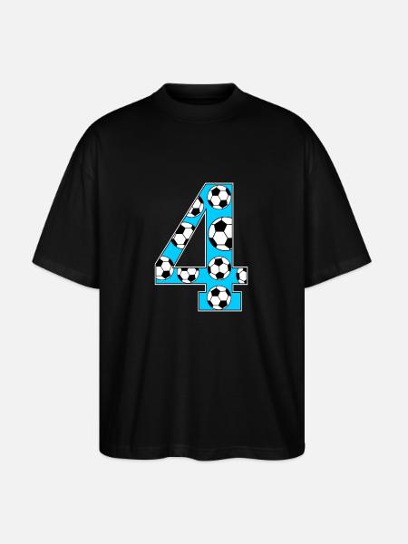 4th Birthday Soccer Blue - Stanley/Stella Oversized Unisex Organic T-shirt Blaster 2.0 - black
