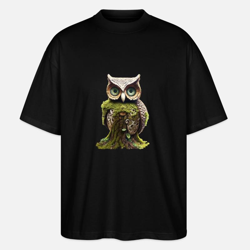 Hölzerne Eule - Stanley/Stella Oversized Unisex Bio T-Shirt Blaster 2.0 - Schwarz