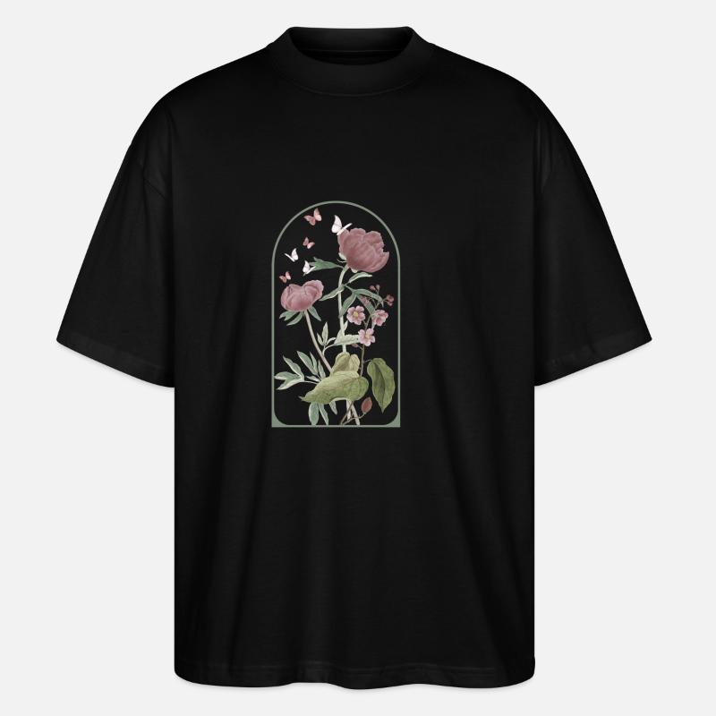 Böhmischer Blumenrahmen - Stanley/Stella Oversized Unisex Bio T-Shirt Blaster 2.0 - Schwarz