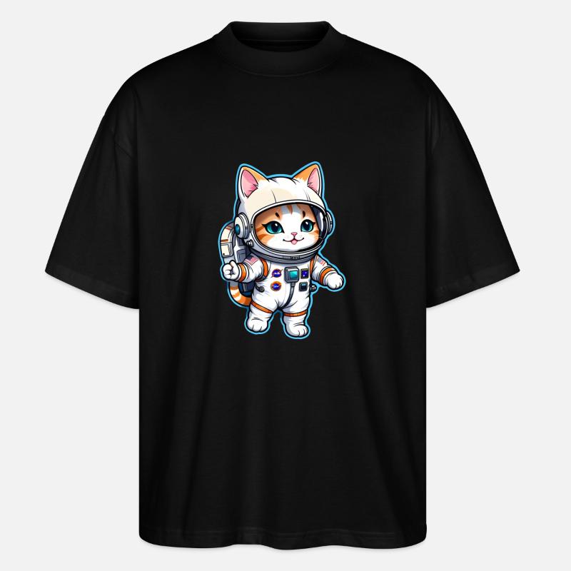 chat astronaute - espace - T-shirt bio Blaster 2.0 coupe oversize Stanley/Stella Unisexe - noir