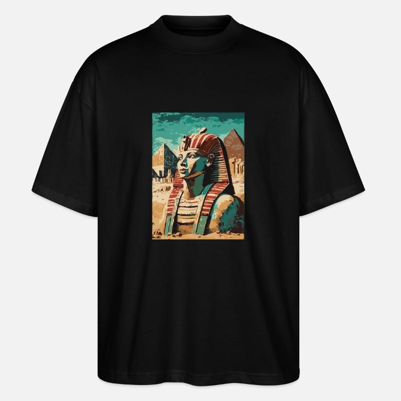 Pharaon devant les pyramides - T-shirt bio Blaster 2.0 coupe oversize Stanley/Stella Unisexe - noir