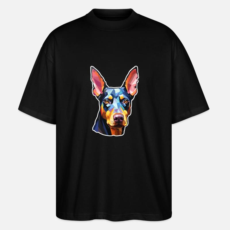 Dobermann Pinscher psychedelisch - Stanley/Stella Oversized Unisex Bio T-Shirt Blaster 2.0 - Schwarz