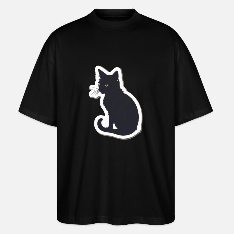 Silhouette de chat - T-shirt bio Blaster 2.0 coupe oversize Stanley/Stella Unisexe - noir