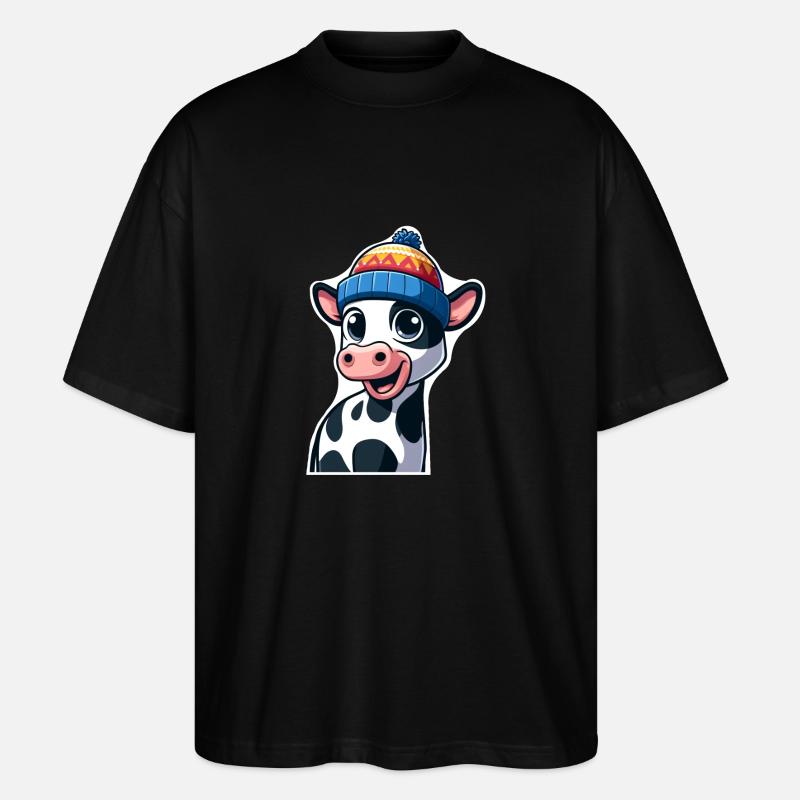 Kälbchen mit Mütze - Stanley/Stella Oversized Unisex Bio T-Shirt Blaster 2.0 - Schwarz