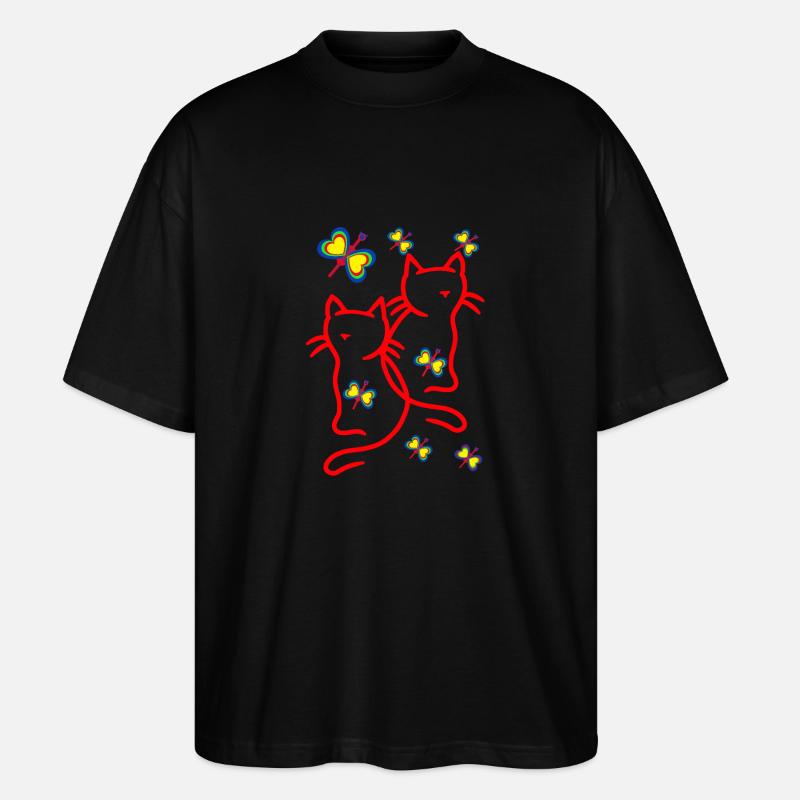 80er 90er Katzen Kinder Kind - Stanley/Stella Oversized Unisex Bio T-Shirt Blaster 2.0 - Schwarz