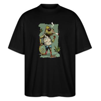 Cannabis Caméléon THC CBD - T-shirt bio Blaster 2.0 coupe oversize Stanley/Stella Unisexe - noir - Devant - Alina (178cm) & Michal (187cm)