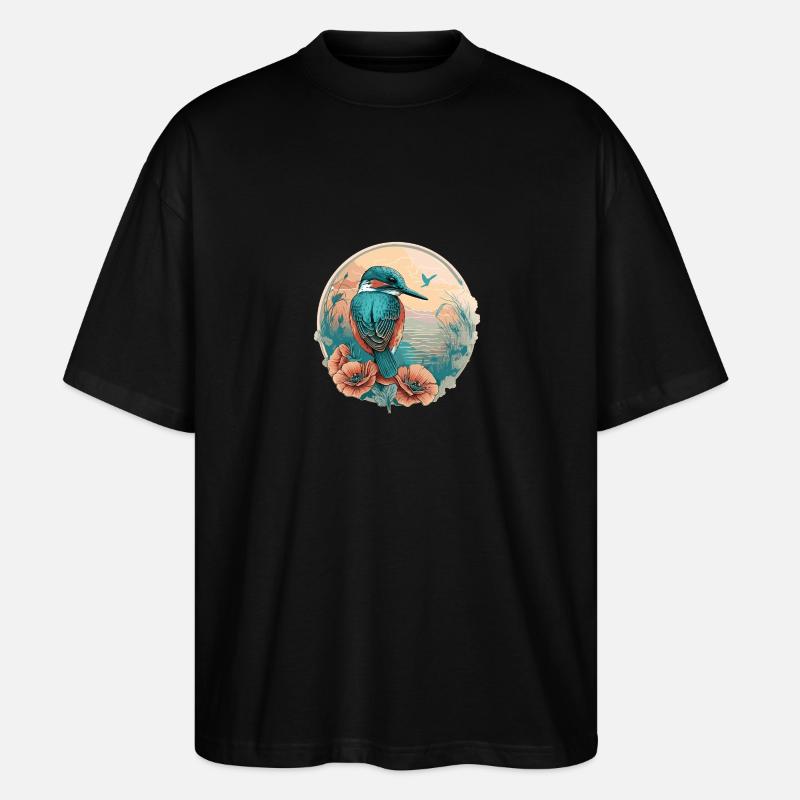 Eisvogel Vogelfreunde - Stanley/Stella Oversized Unisex Bio T-Shirt Blaster 2.0 - Schwarz