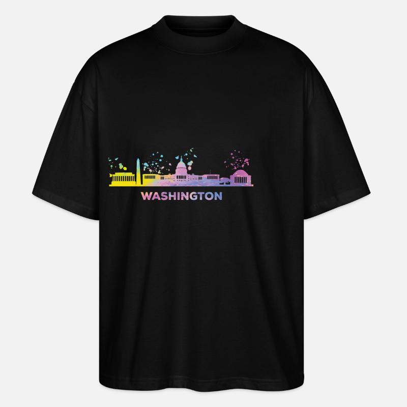 Washingtoner Skyline Washington - Stanley/Stella Oversized Unisex Bio T-Shirt Blaster 2.0 - Schwarz