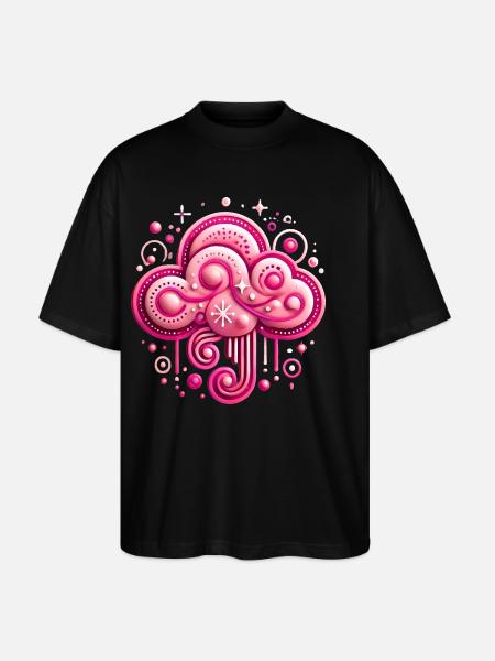 Whimsical Pink Cloud Design - Stanley/Stella Oversized Unisex Organic T-shirt Blaster 2.0 - black