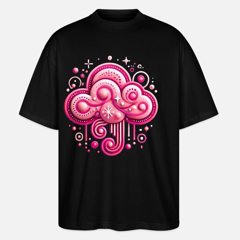 Whimsical Pink Cloud Design - Stanley/Stella Oversized Unisex Organic T-shirt Blaster 2.0 - black