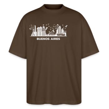 Porteños Skyline Buenos Aires - T-shirt bio Blaster 2.0 coupe oversize Stanley/Stella Unisexe - marron foncé - Devant - Alina (178cm) & Michal (187cm)