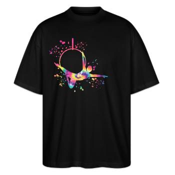 Aerialist Aerial Ring Lyra Luftring - Stanley/Stella Oversized Unisex Bio T-Shirt Blaster 2.0 - Schwarz - Vorne - Alina (178cm) & Michal (187cm)