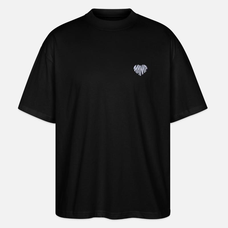 Corazón de mamá bordado blanco - Camiseta Oversize Ecológica Unisex Stanley/Stella Blaster 2.0 - negro