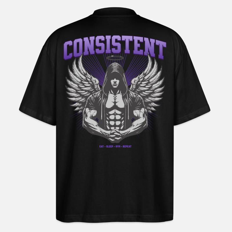 Consistent Gym Engel Design - Eat Sleep Gym Repeat - Stanley/Stella Oversized Unisex Bio T-Shirt Blaster 2.0 - Schwarz