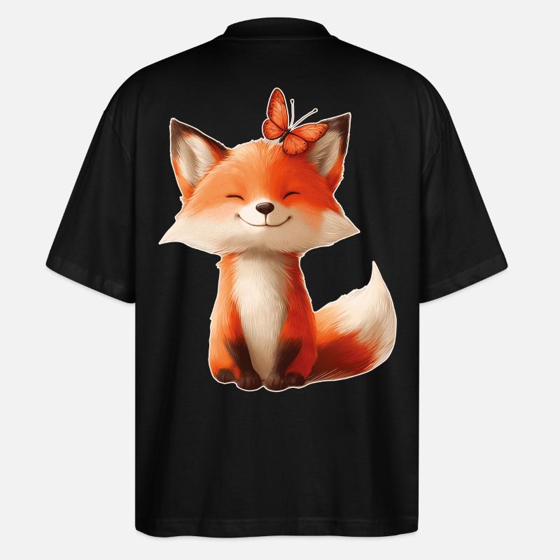Fuchs mit Schmetterling - Stanley/Stella Oversized Unisex Bio T-Shirt Blaster 2.0 - Schwarz