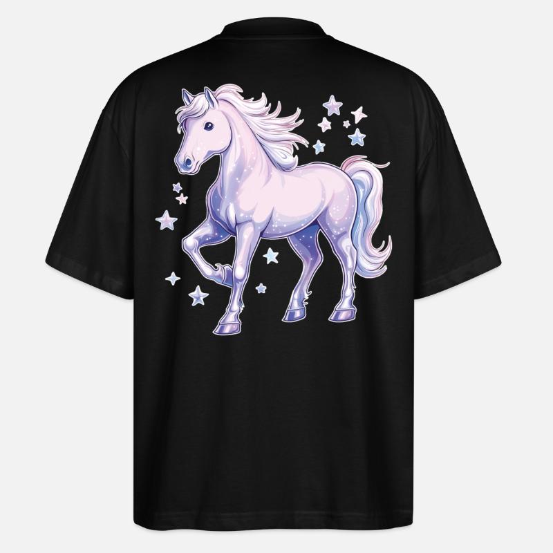 Pferd mit Sternen - Stanley/Stella Oversized Unisex Bio T-Shirt Blaster 2.0 - Schwarz