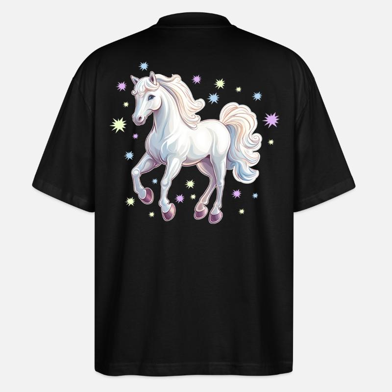 Pferd mit Sternen - Stanley/Stella Oversized Unisex Bio T-Shirt Blaster 2.0 - Schwarz