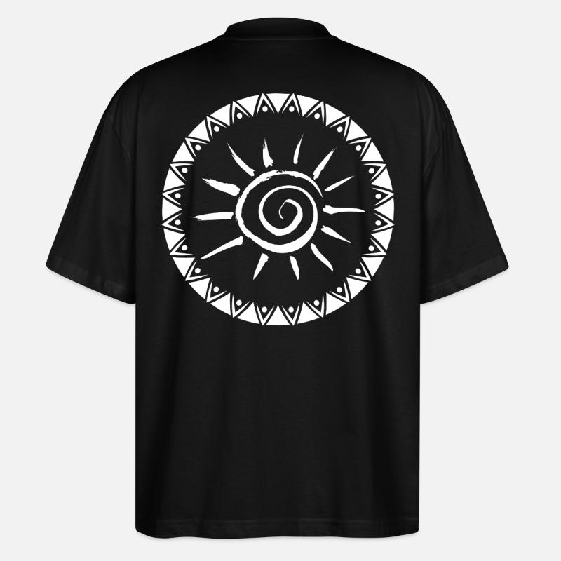 Conception géométrique du mandala Sunburst - T-shirt bio Blaster 2.0 coupe oversize Stanley/Stella Unisexe - noir
