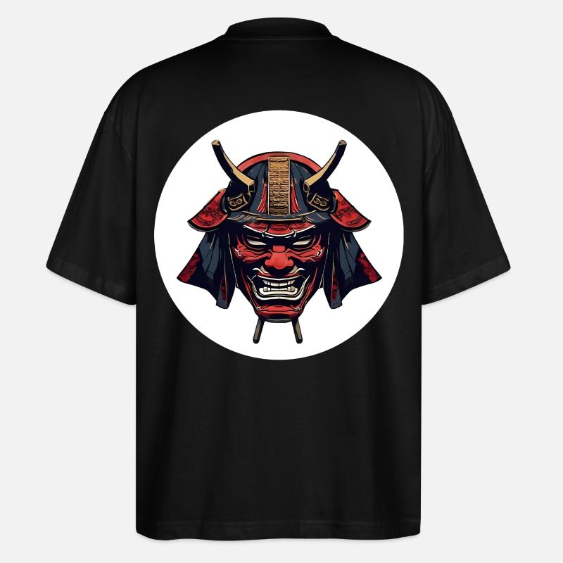 Roter Oni Dämonenhelm - Stanley/Stella Oversized Unisex Bio T-Shirt Blaster 2.0 - Schwarz