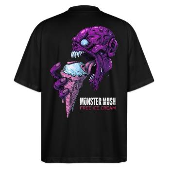 Monster Mush – Kostenloses Eis (T-Shirt) - Stanley/Stella Oversized Unisex Bio T-Shirt Blaster 2.0 - Schwarz - Hinten - Alina (178cm)