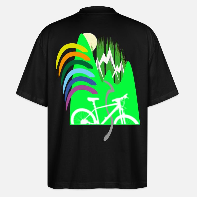Fahrradpfad Berge Regenbogen - Stanley/Stella Oversized Unisex Bio T-Shirt Blaster 2.0 - Schwarz