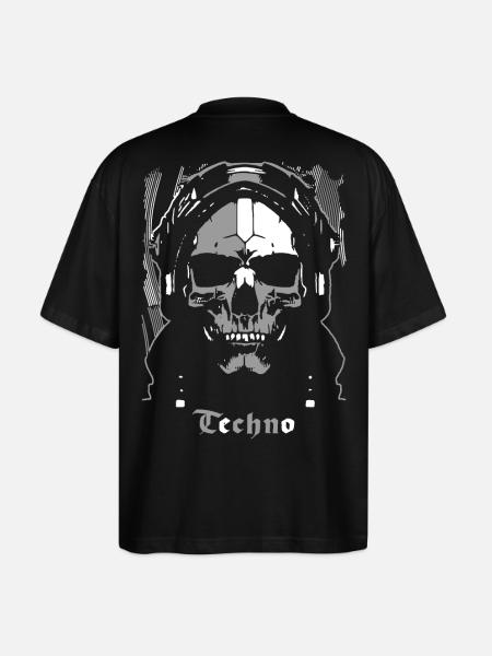 Futuristischer Techno Skull - Stanley/Stella Oversized Unisex Bio T-Shirt Blaster 2.0 - Schwarz