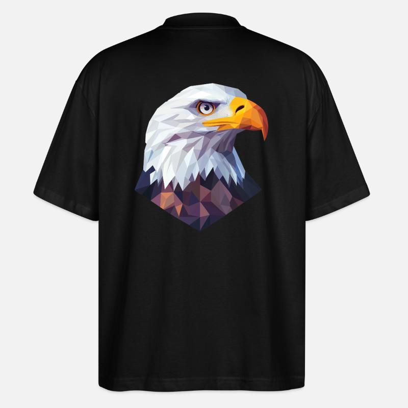Conception du logo Low Poly de la tête d’aigle - T-shirt bio Blaster 2.0 coupe oversize Stanley/Stella Unisexe - noir