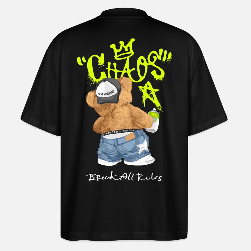 Chaos Bär Graffiti Break All Rules - Stanley/Stella Oversized Unisex Bio T-Shirt Blaster 2.0 - Schwarz