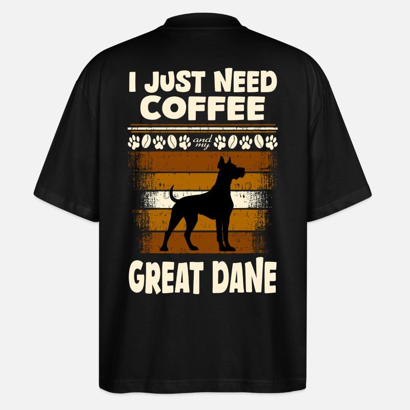 Café Great Dane - T-shirt bio Blaster 2.0 coupe oversize Stanley/Stella Unisexe - noir