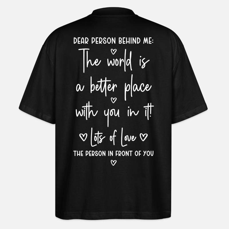 Chère personne derrière moi - T-shirt bio Blaster 2.0 coupe oversize Stanley/Stella Unisexe - noir