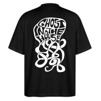 fantôme dans la maison Maison hantée Halloween Maison hantée - T-shirt bio Blaster 2.0 coupe oversize Stanley/Stella Unisexe - noir - Dos - Alina (178cm)