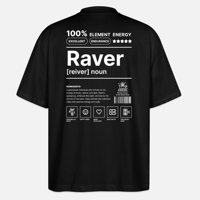 Raver-Lebensstil Weiß - Stanley/Stella Oversized Unisex Bio T-Shirt Blaster 2.0 - Schwarz