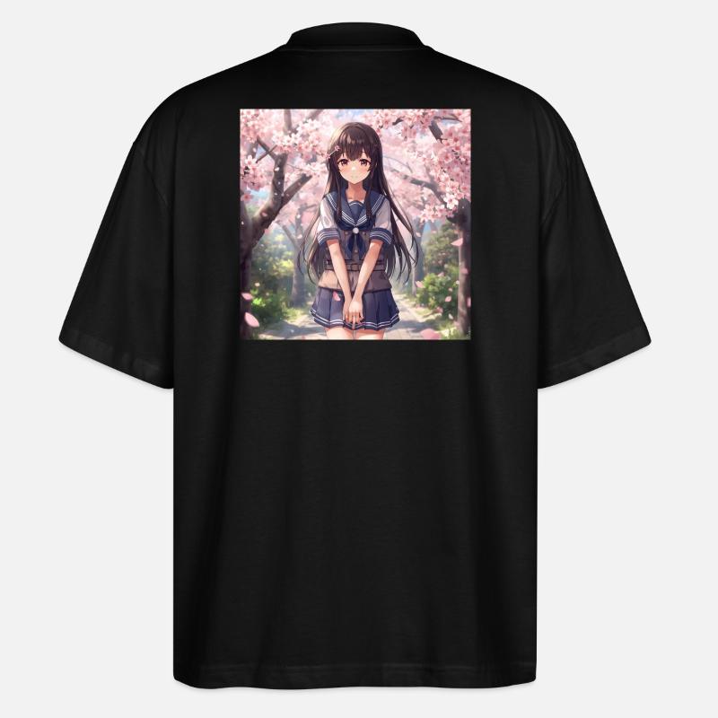 Kirschblüten Schulmädchen - Stanley/Stella Oversized Unisex Bio T-Shirt Blaster 2.0 - Schwarz