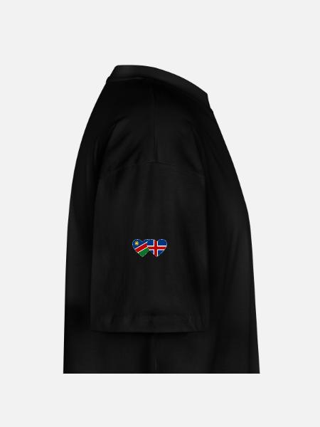 Namibia Iceland Flag Heart - Stanley/Stella Oversized Unisex Organic T-shirt Blaster 2.0 - black