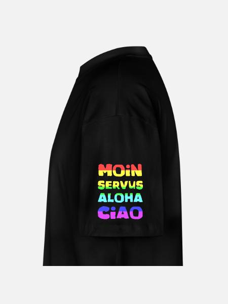 Rainbow lettering Aloha Ciao - Stanley/Stella Oversized Unisex Organic T-shirt Blaster 2.0 - black