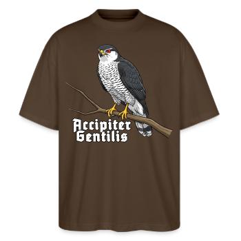 Habicht Accipiter Gentilis Greifvogel - Stanley/Stella Oversized Unisex Bio T-Shirt Blaster 2.0 - Dunkelbraun - Vorne - Alina (178cm) & Michal (187cm)