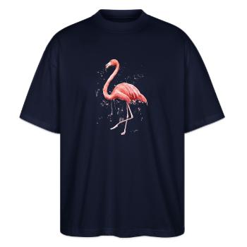 Flamingo - Stanley/Stella Oversized Unisex Bio T-Shirt Blaster 2.0 - Navy - Vorne - Alina (178cm) & Michal (187cm)