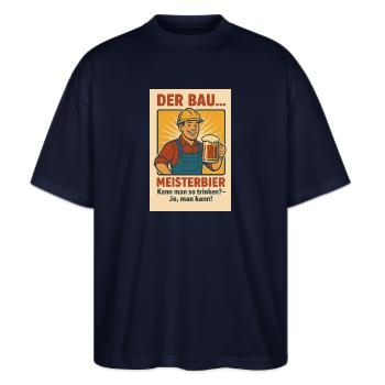 Bier Meister - Stanley/Stella Oversized Unisex Bio T-Shirt Blaster 2.0 - Navy - Vorne - Alina (178cm) & Michal (187cm)