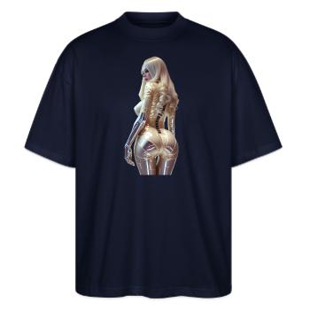 Cogito 01 (ohne Text) - Stanley/Stella Oversized Unisex Bio T-Shirt Blaster 2.0 - Navy - Vorne - Alina (178cm) & Michal (187cm)