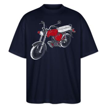 Simson - S50 - S51 - Moped - DDR - Stanley/Stella Oversized Unisex Bio T-Shirt Blaster 2.0 - Navy - Vorne - Alina (178cm) & Michal (187cm)