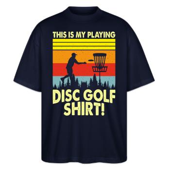 Discgolf Disc Golf - Stanley/Stella Oversized Unisex Bio T-Shirt Blaster 2.0 - Navy - Vorne - Alina (178cm) & Michal (187cm)