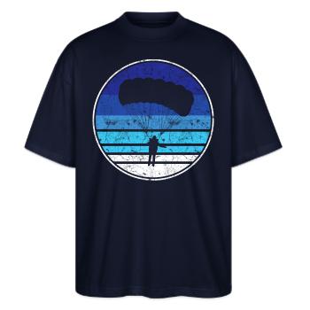Skydiving - Stanley/Stella Oversized Unisex Bio T-Shirt Blaster 2.0 - Navy - Vorne - Alina (178cm) & Michal (187cm)
