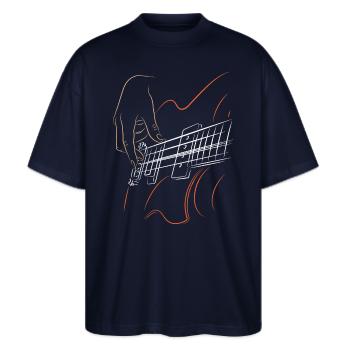Bass - Bassist - Stanley/Stella Oversized Unisex Bio T-Shirt Blaster 2.0 - Navy - Vorne - Alina (178cm) & Michal (187cm)