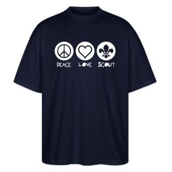 Peace Love Scout - Stanley/Stella Oversized Unisex Bio T-Shirt Blaster 2.0 - Navy - Vorne - Alina (178cm) & Michal (187cm)