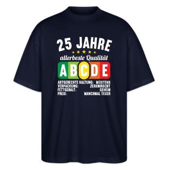 Lebensmittelampel Score 25 Jahre 25 Geburtstag - Stanley/Stella Oversized Unisex Bio T-Shirt Blaster 2.0 - Navy - Vorne - Alina (178cm) & Michal (187cm)